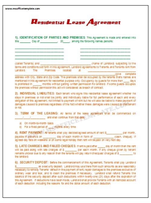 Microsoft Office TemplatesLease Agreement Template