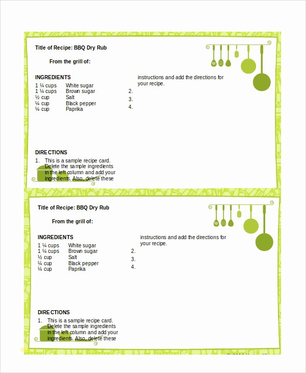 Microsoft Word Recipe Card Template Inspirational Free Editable Templates For