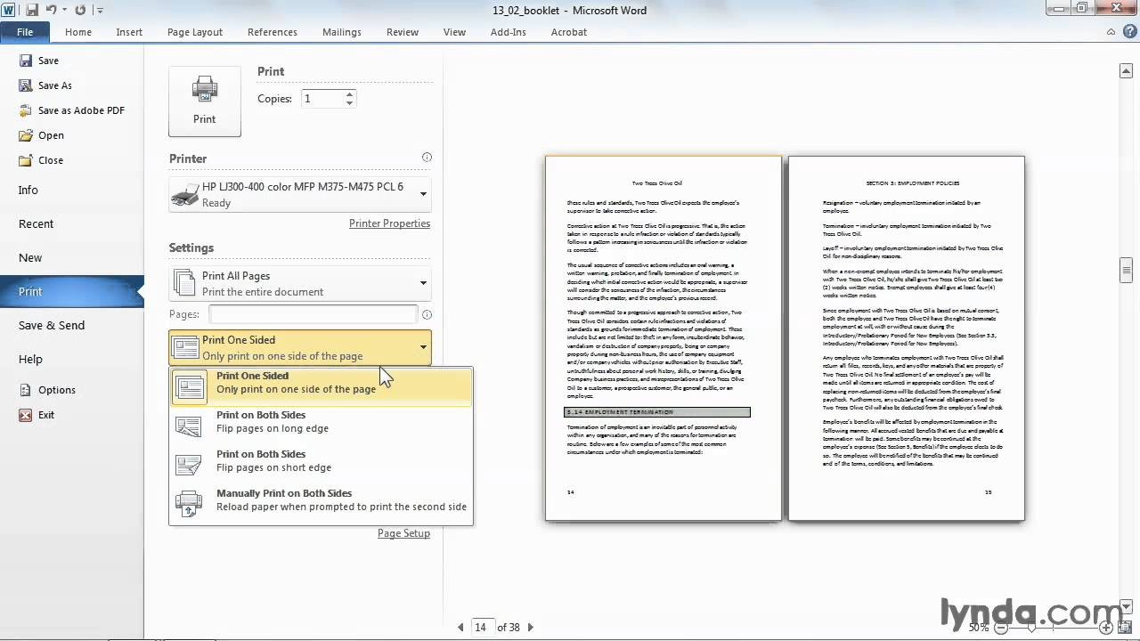 Microsoft Word Tutorial How To Print A Booklet Lynda Com YouTube Document Brochure Template