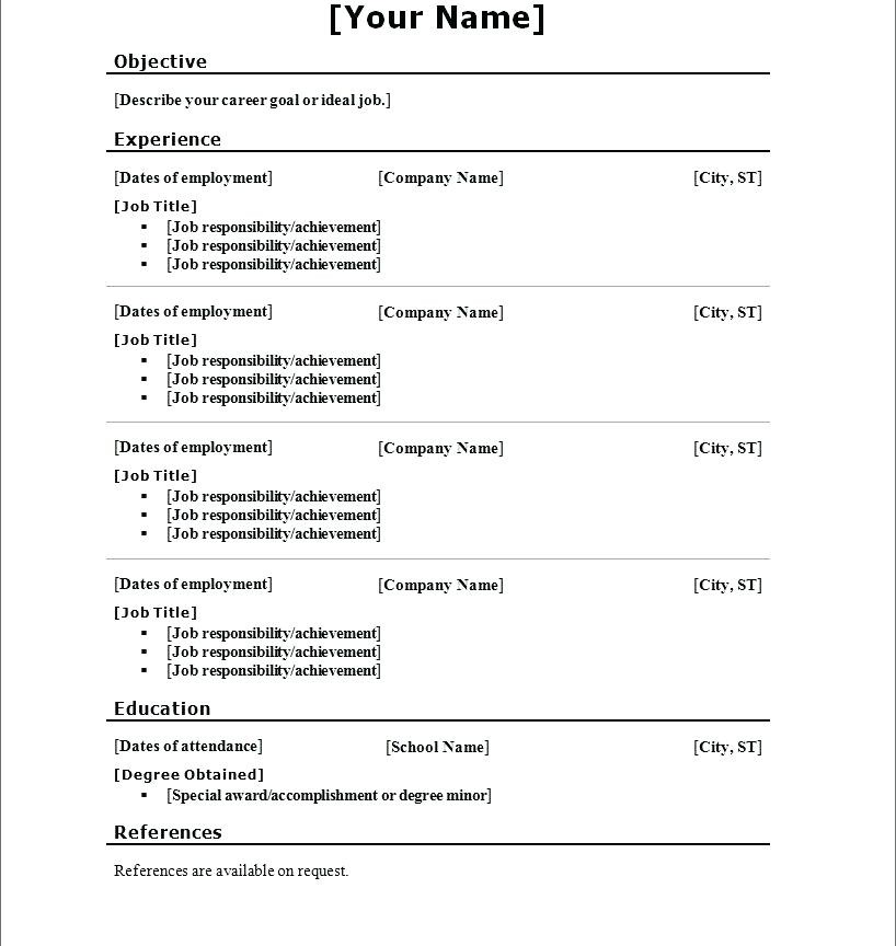 Microsoft Works Resume Template Templates Free Ms Word And Processor