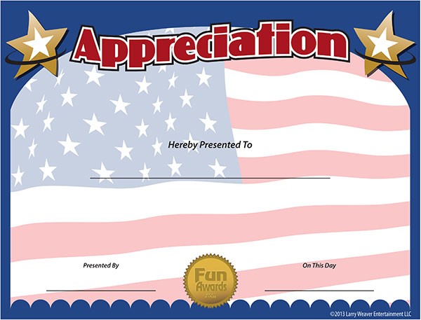 Military Certificates Free Certificate Of Appreciation Veterans Day For