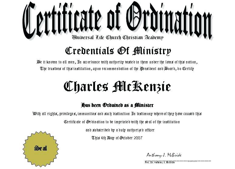 Minister License Certificate Template Of Free Pen Templ Sharkk Preacher
