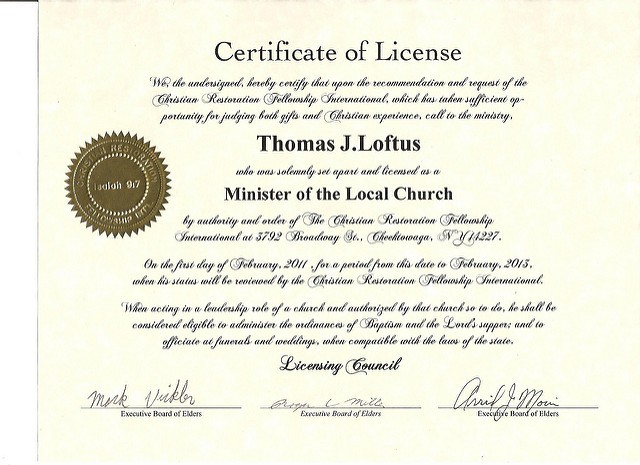 Minister License Certificate Template Of To Free Preacher