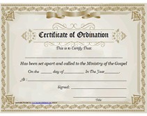 Ministry Of The Gospel Templates Free Printable Certificate Minister