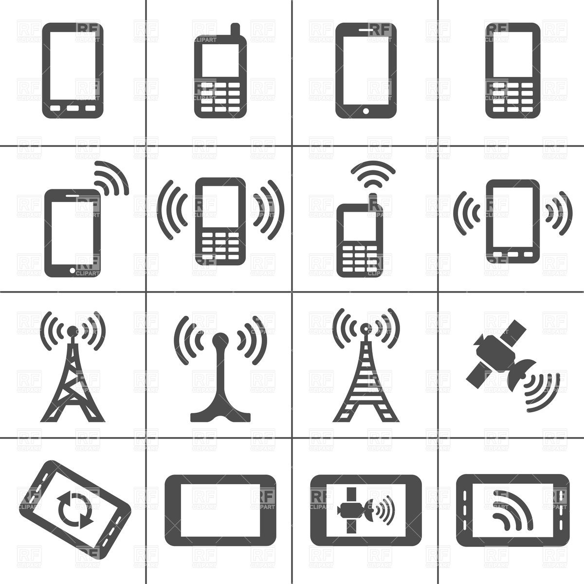 Mobile Devices And Wireless Technology Simplus Icons Series Vector