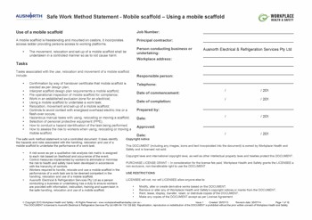 Mobile Scaffold Safety Safe Work Method Statement Workplace Health Handover