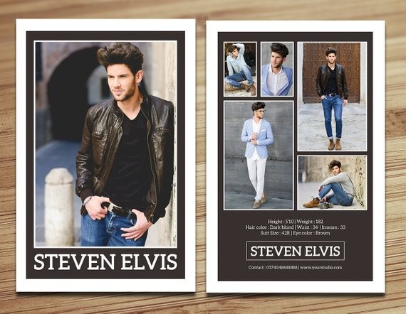 Model Comp Card Template Modeling Fashion Etsy