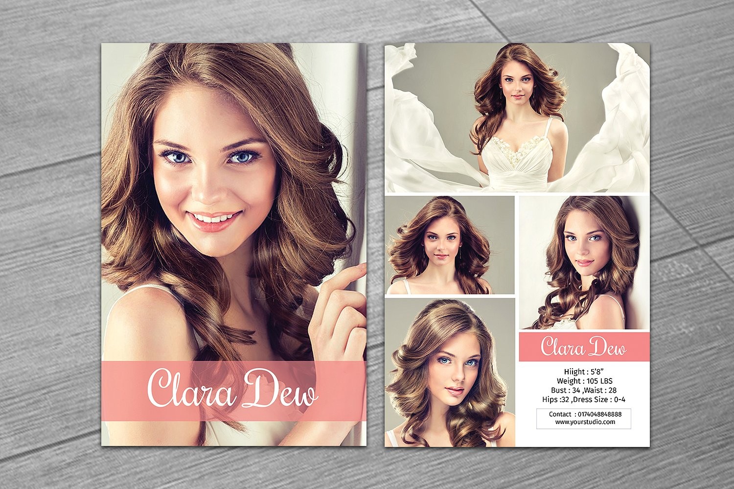 Model Comp Card Template Photos Graphics Fonts Themes Templates