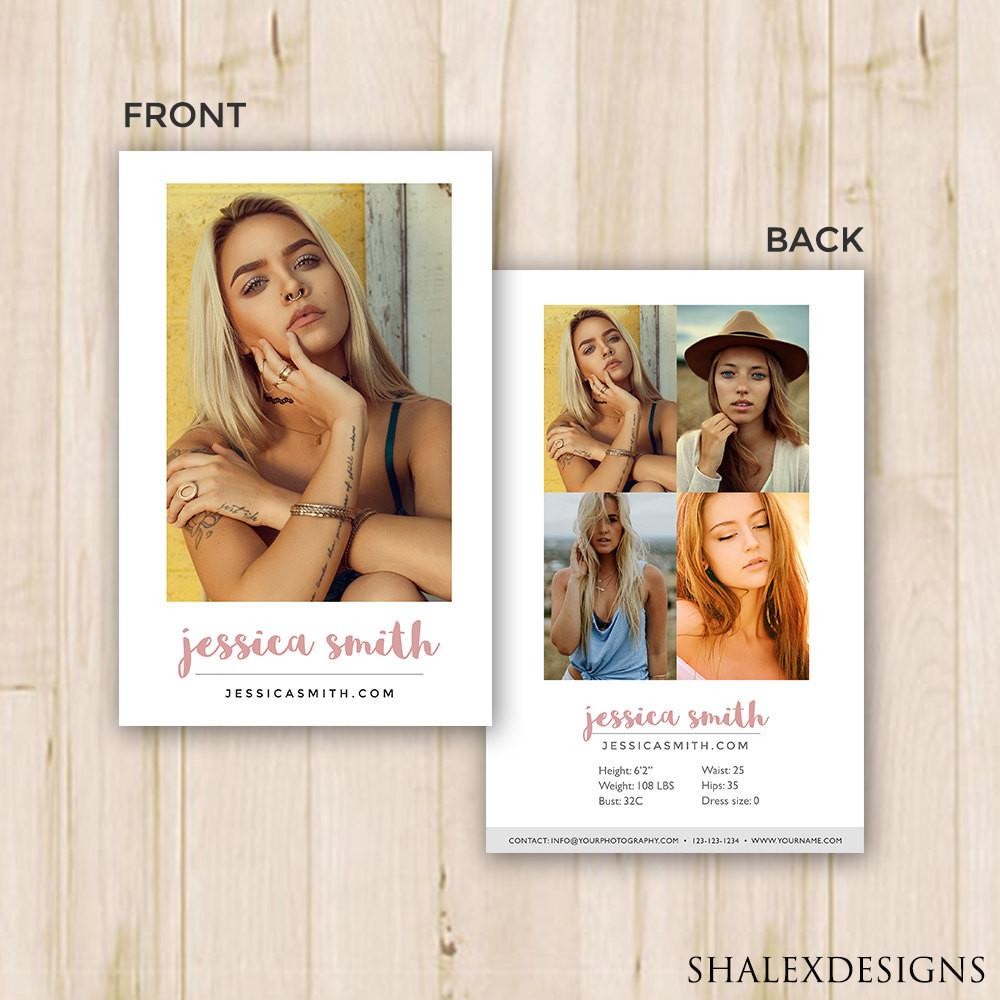 Modeling Comp Card Template Photoshop PSD INSTANT DOWNLOAD