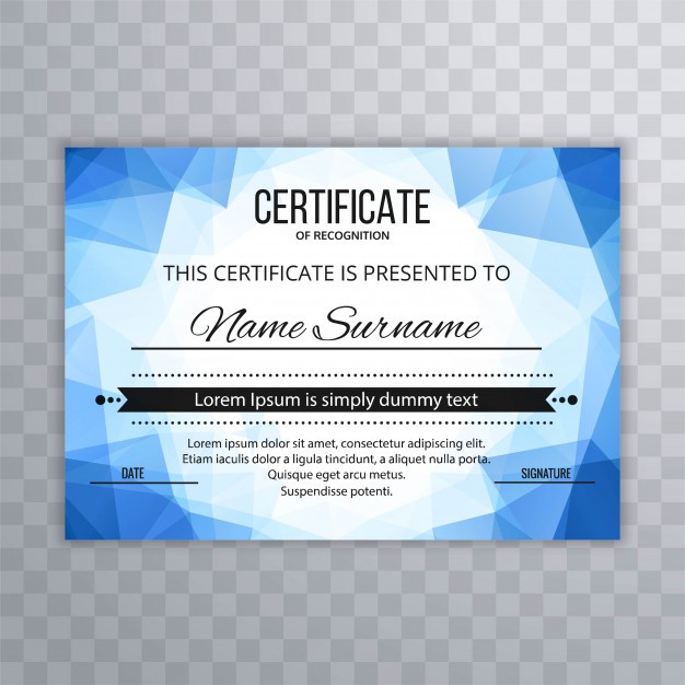 Modern Blue Polygon Certificate Template Background Vector Premium