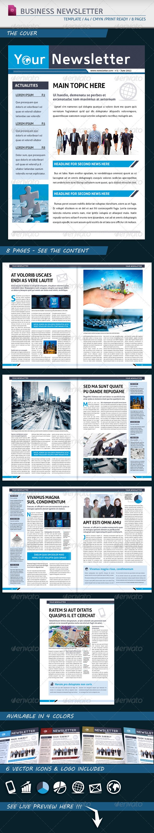 Modern Business Newsletter Template A4 By Franceschi Rene GraphicRiver Templates