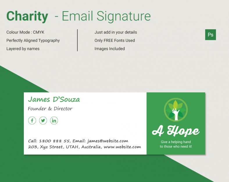 Modern Charity HTML EMail Signature Free Premium Templates Html