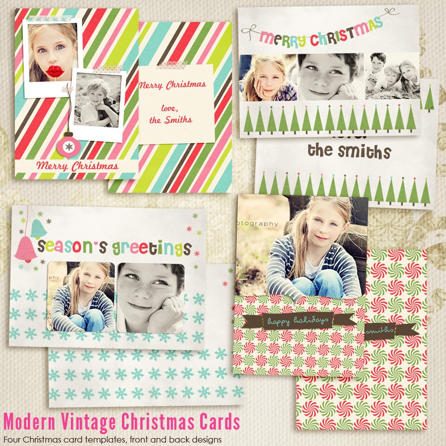 Modern Vintage Christmas Card Templates For Photographers 7th Free