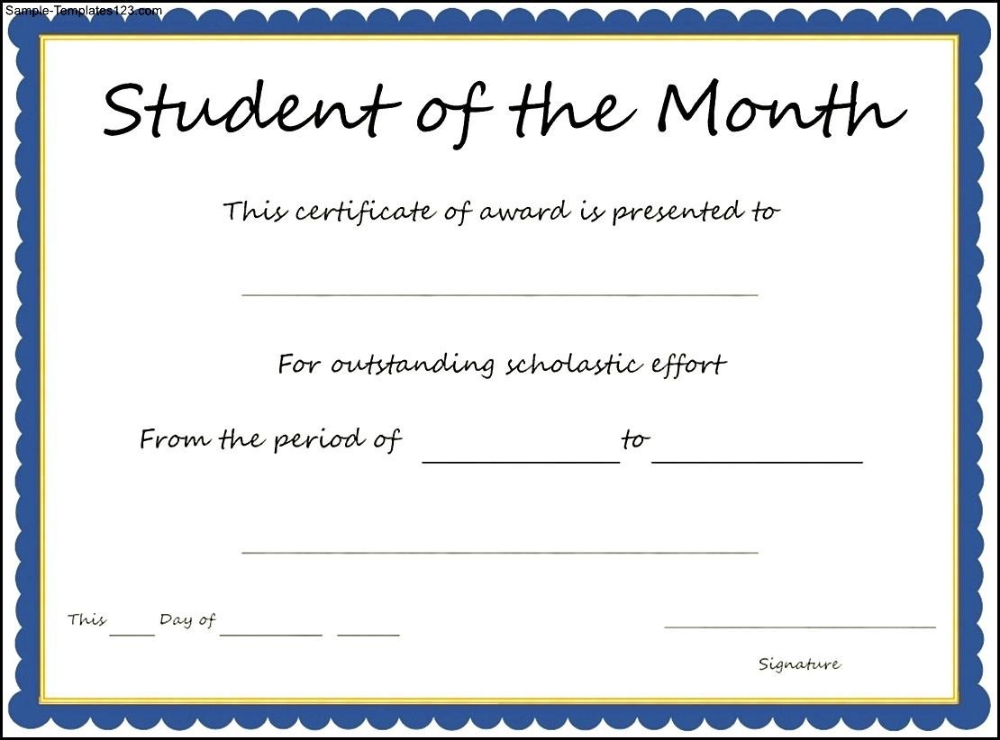 Most Improved Award Template Zrom Tk Student Of The Month