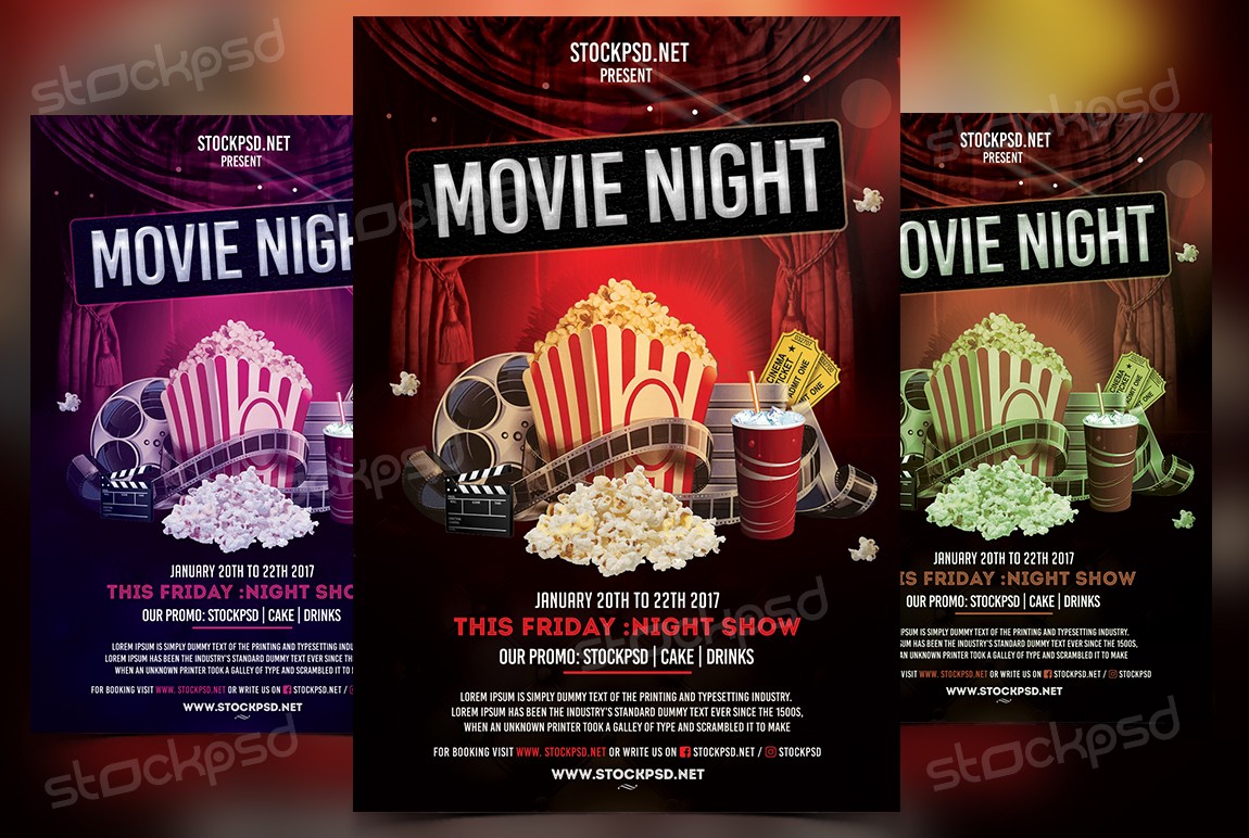 Movie Night Free PSD Flyer Template On Behance