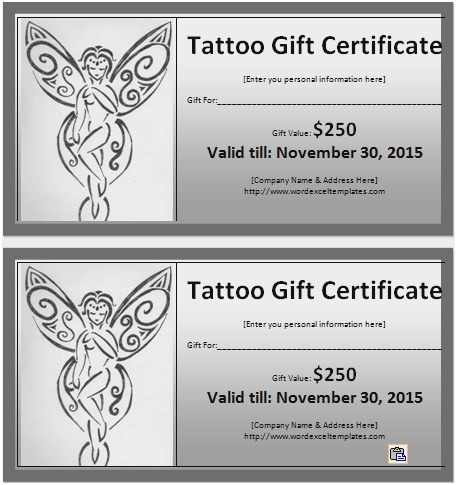 Ms Word Gift Certificate Template Free Masterlist Foreignluxury Co Tattoo