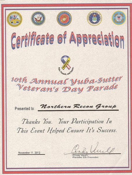Museum Of The Forgotten Warriors Veterans Day Certificates