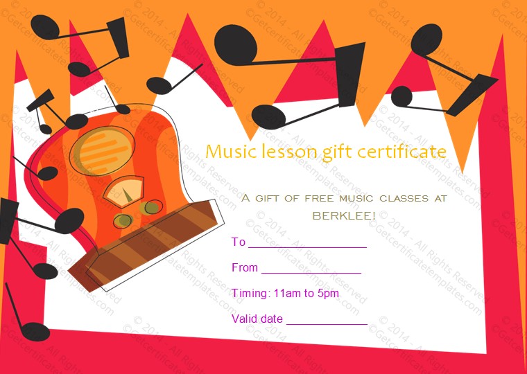 Music Gift Certificate Template Zrom