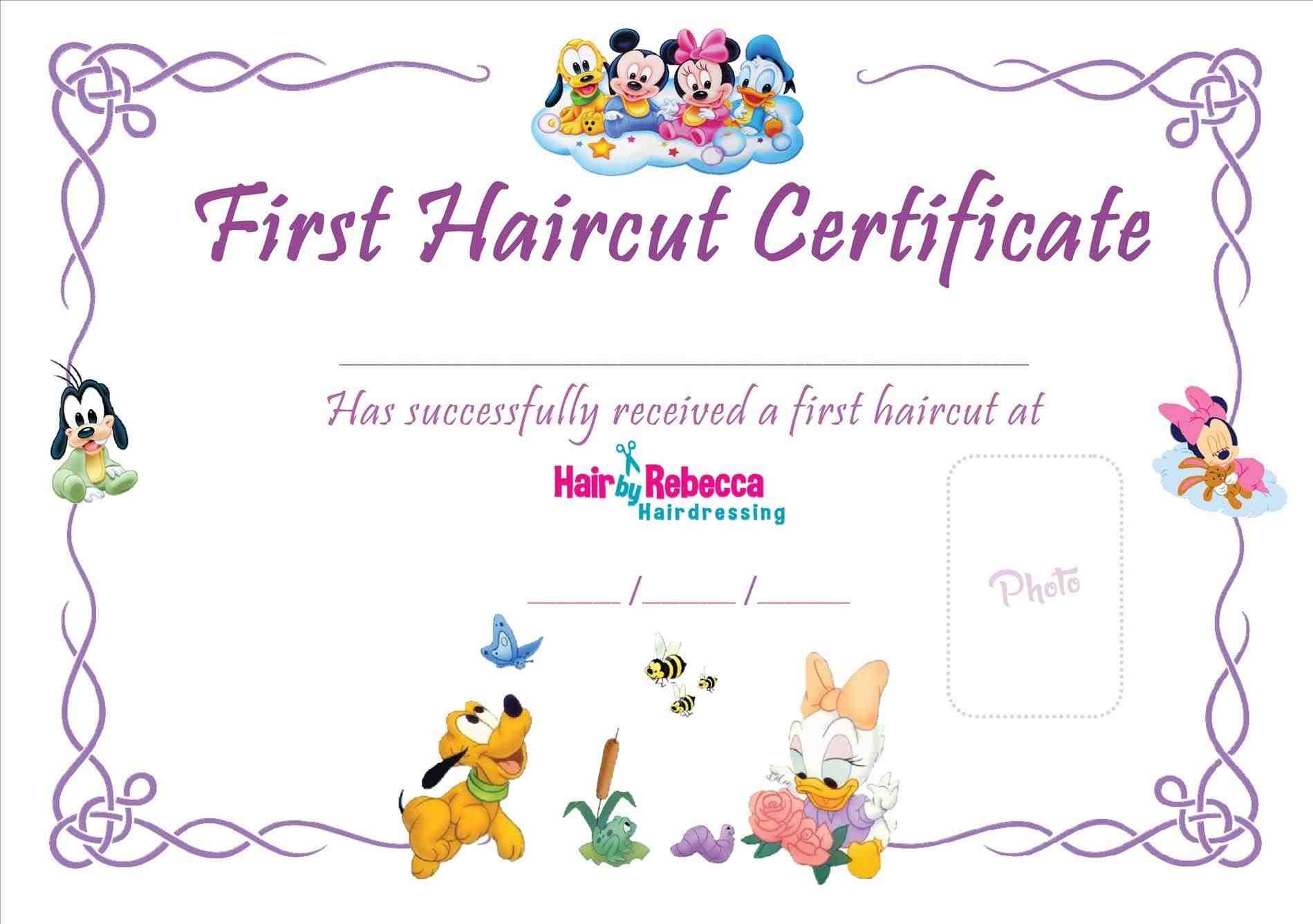My First Haircut Certificate Template Free Printable