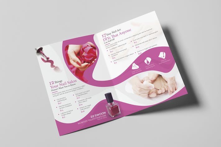 Nail Salon A5 Brochure Template By Wutip On Envato