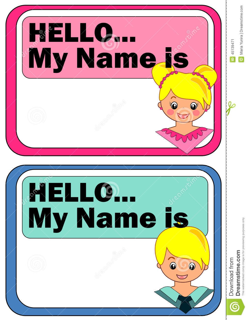 Name Tags For Kids Stock Vector Illustration Of Frame 45139471 Hello My Is