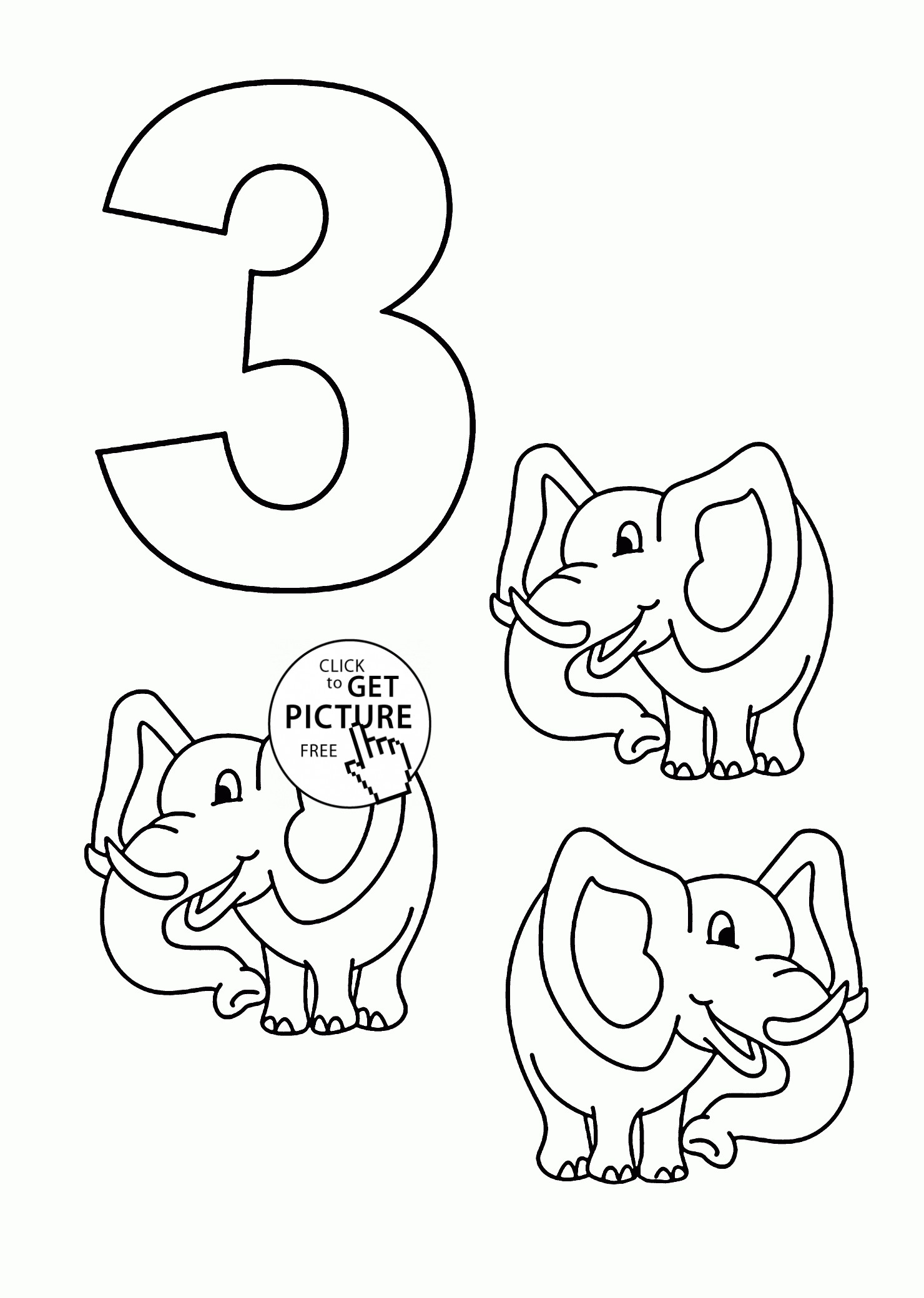 Number 3 Coloring Pages For Kids Counting Sheets S Free