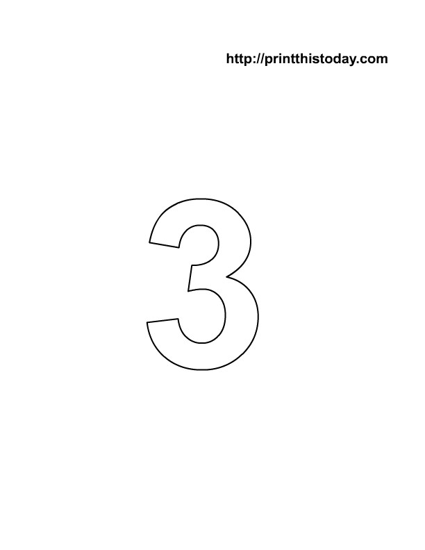 Number Coloring Pages 3 Printable