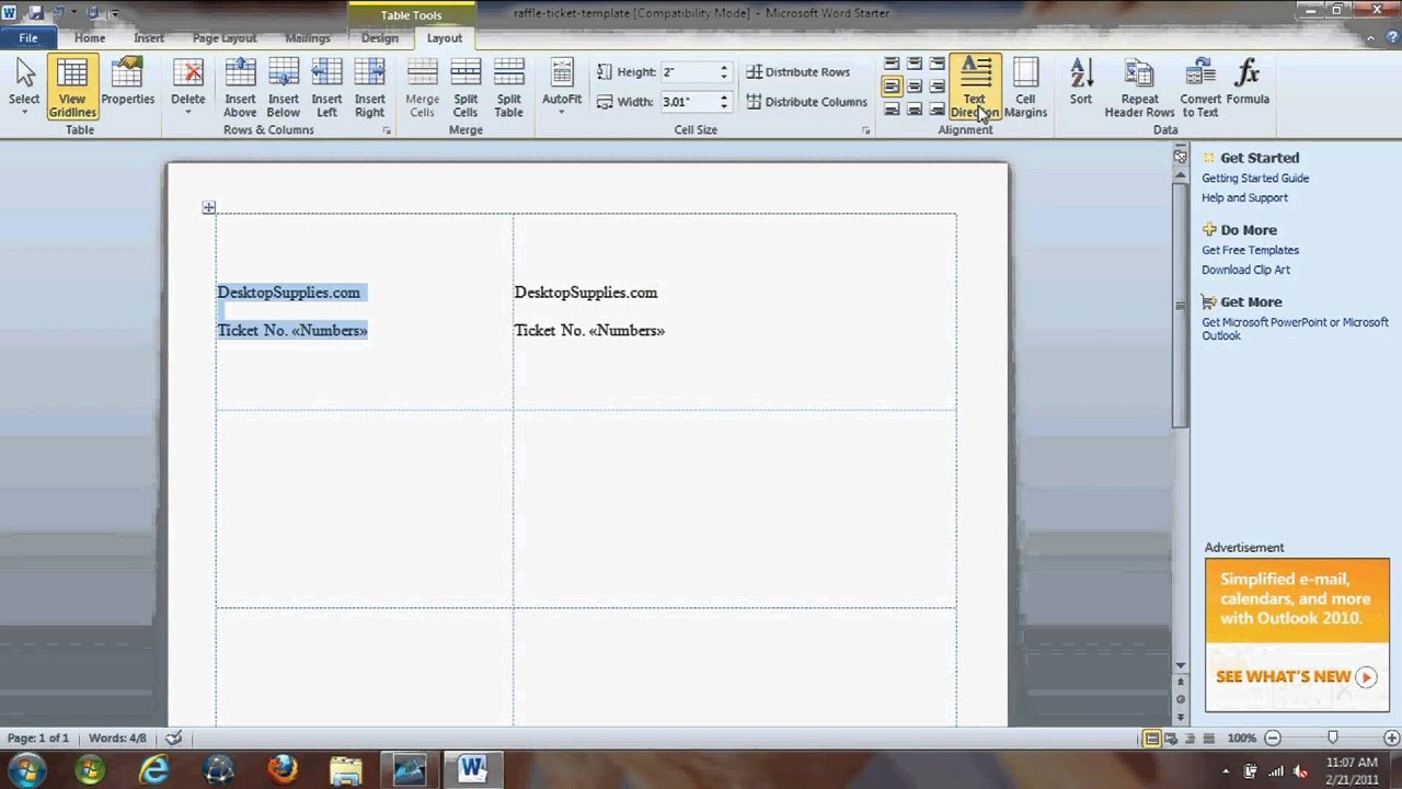 Numbering Raffle Tickets In Microsoft Word 2010 YouTube How To Make Event On