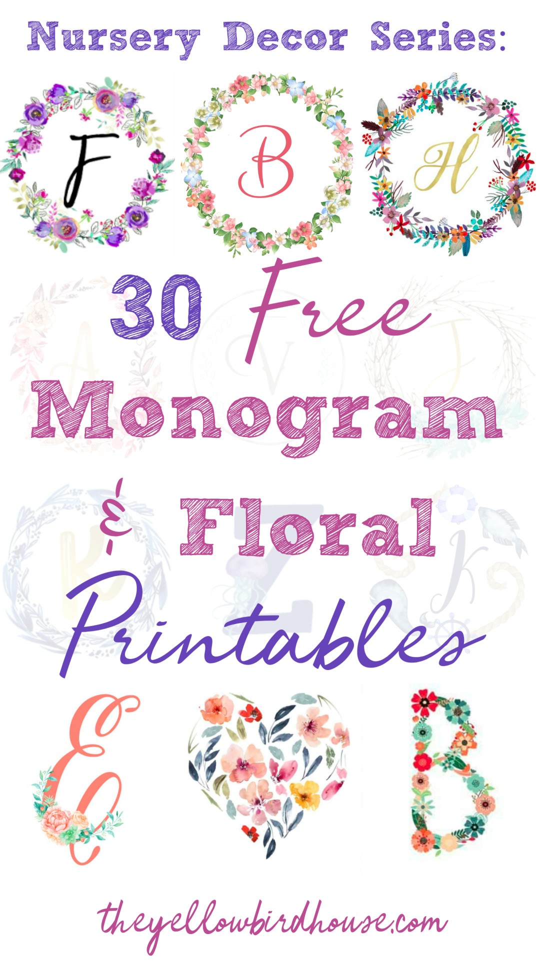 Nursery Decor Series 30 Free Monogram Printables Printable