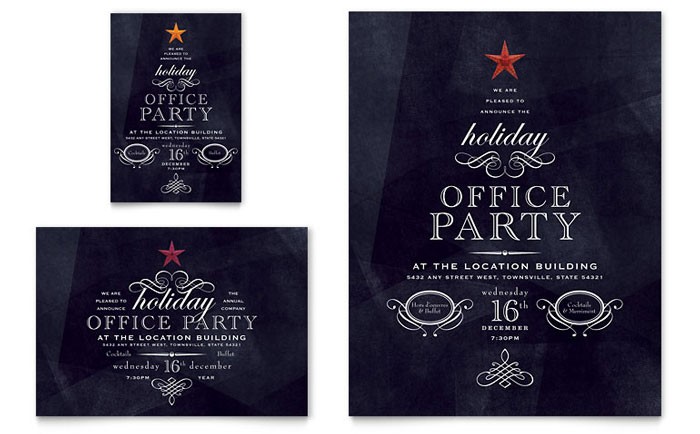 Office Holiday Party Flyer Ad Template Design