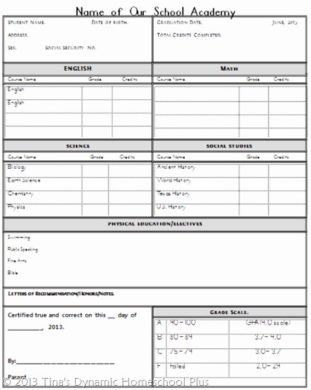 Official High School Transcript Template Awesome Nice Home Download