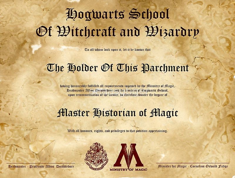Official Hogwarts Diploma Poster History Of Magic By Eaaasytiger