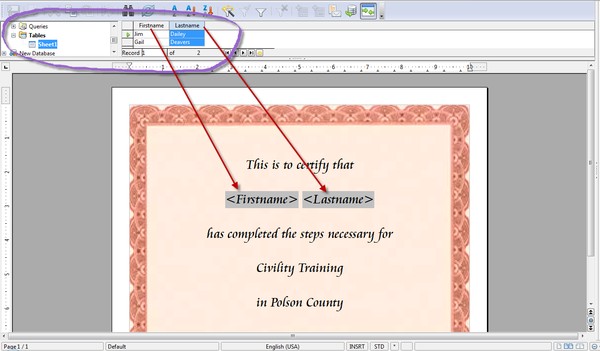 OpenOffice Org Training Tips And Ideas Printing A Group Of How To Create Certificate In Word 2010