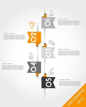 Orange Paper Origami Timeline With Ribbons Infographic