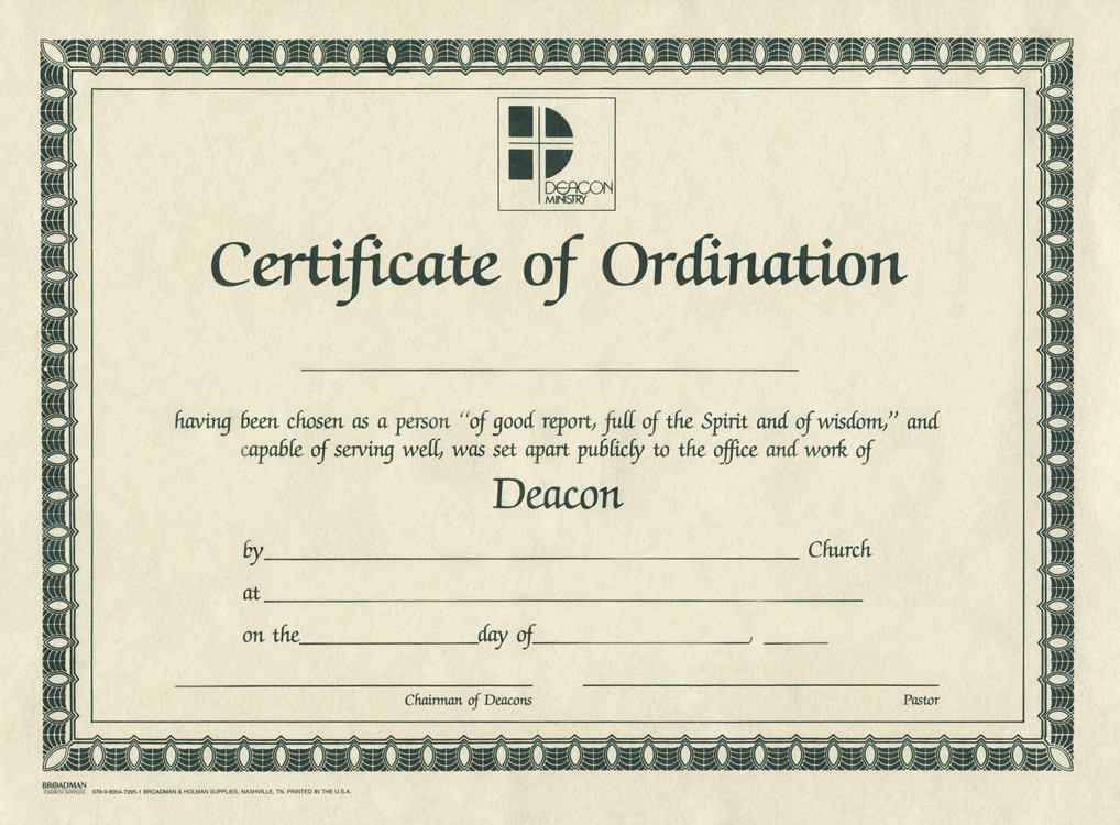 Ordination Archives B H Publishing Group Free Ordained Certificate