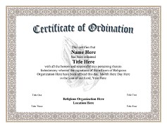 Ordination Certificate Templates Free Ordained