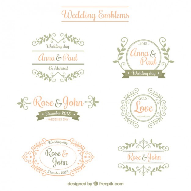 Ornamental Wedding Emblems Vector Free Download