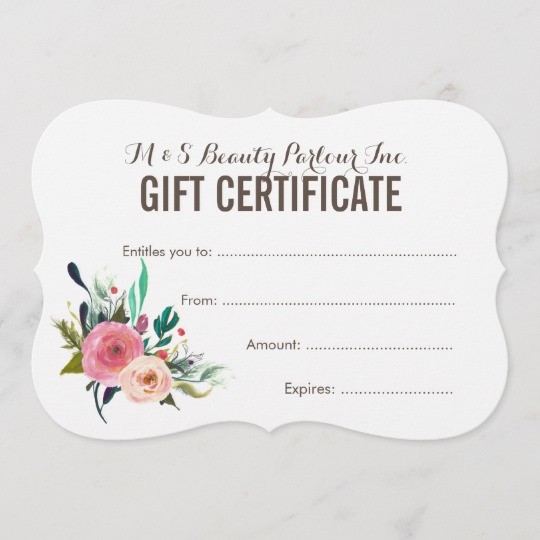 Painted Floral Salon Gift Certificate Template Zazzle