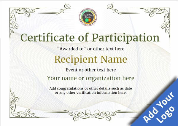 Participation Certificate Templates Free Printable Add Badges Images