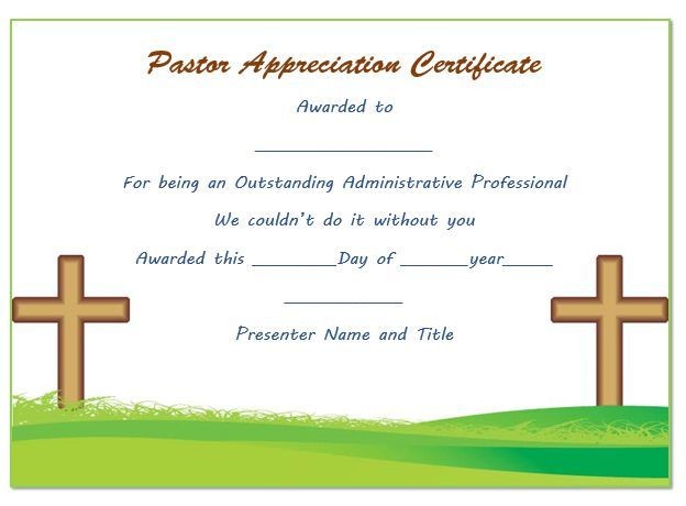 Pastor Anniversary Appreciation Certificate Church Of Template