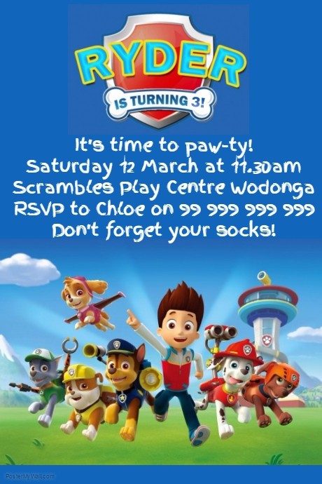 Paw Patrol Party Invitation Template PosterMyWall Maker