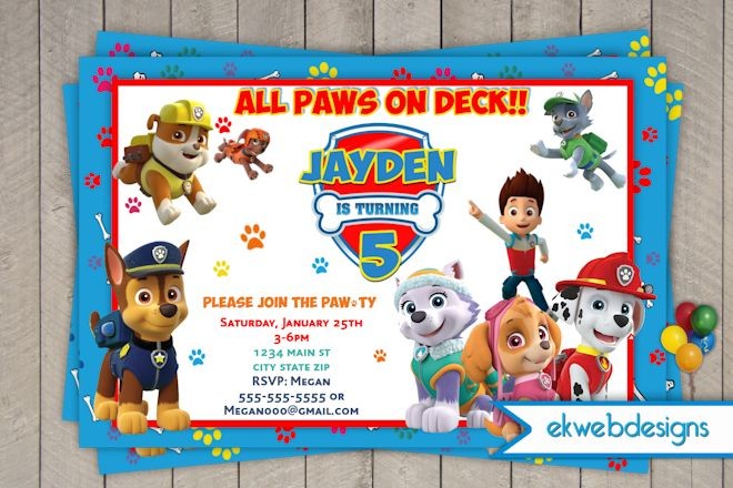 Paw Patrol Party Invites Create Your Foxy Invitation Maker
