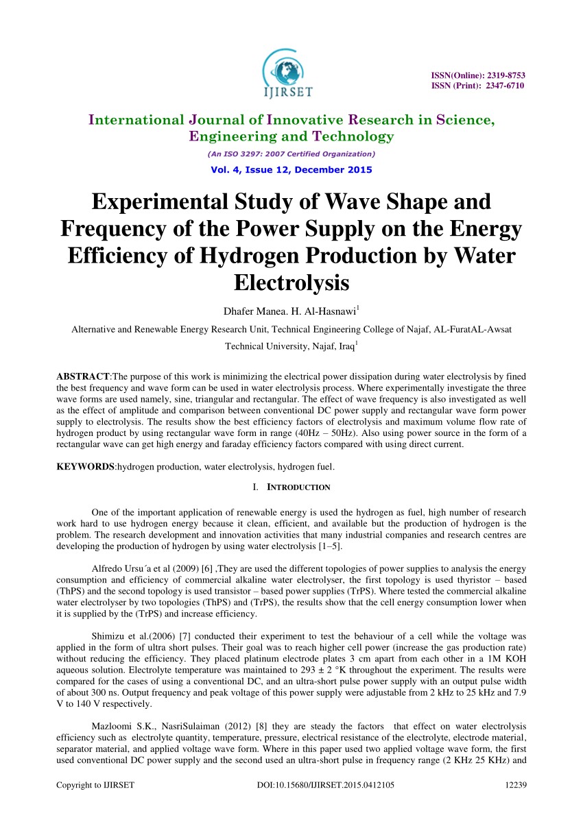 PDF Experimental Study Of Wave Shape And Frequency The Power Water Efficiency Certification