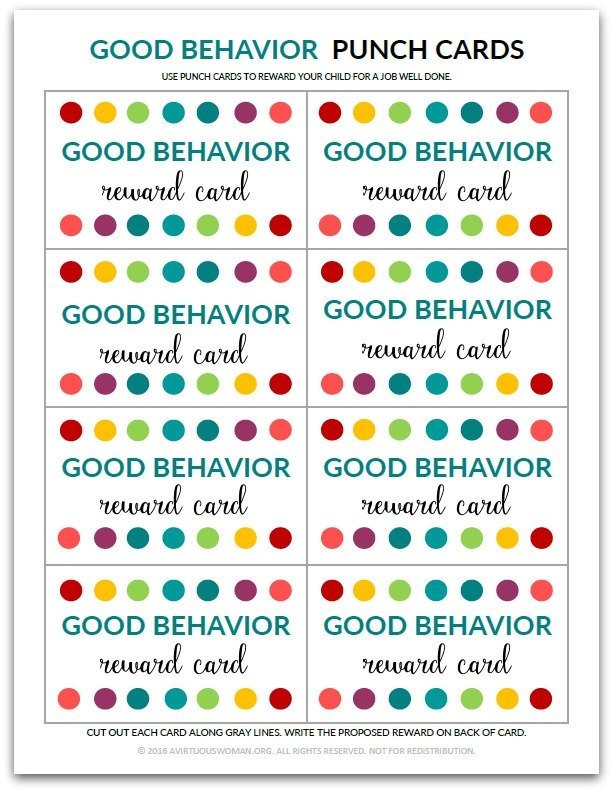 PDF Good Behavior Punch Card Reward For Kids Etsy Printable Cards