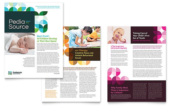 Pediatric Doctor Newsletter Template Design Free Brochure