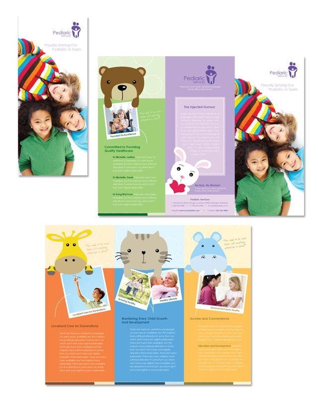 Pediatrician Child Care Tri Fold Brochure Template Pediatric Templates