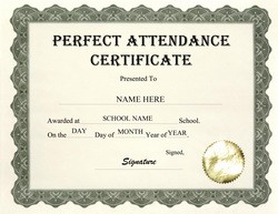 Perfect Attendance Certificate Template Word Printable