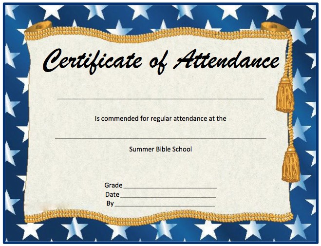 Perfect Attendance Certificate Template Word Printable