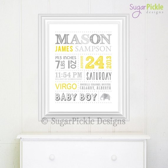 Personalized Nursery Art Wall Birth Announcement Etsy Subway