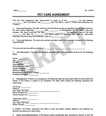 Pet Care Agreement Create A Free Form Live In Carer Contract